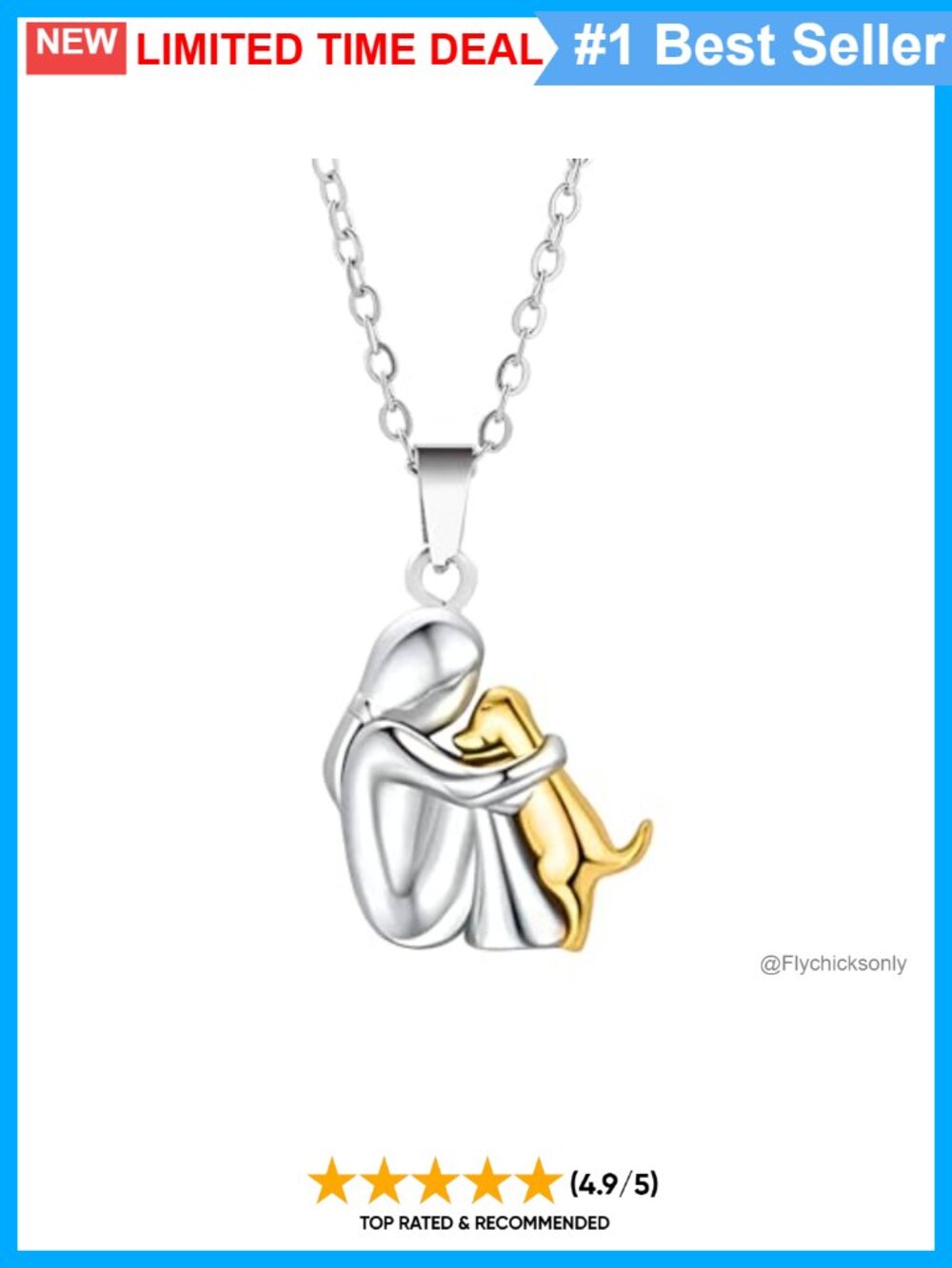 925 Sterling Silver Hug Necklace 14K Yellow Gold Pendant for Women Men